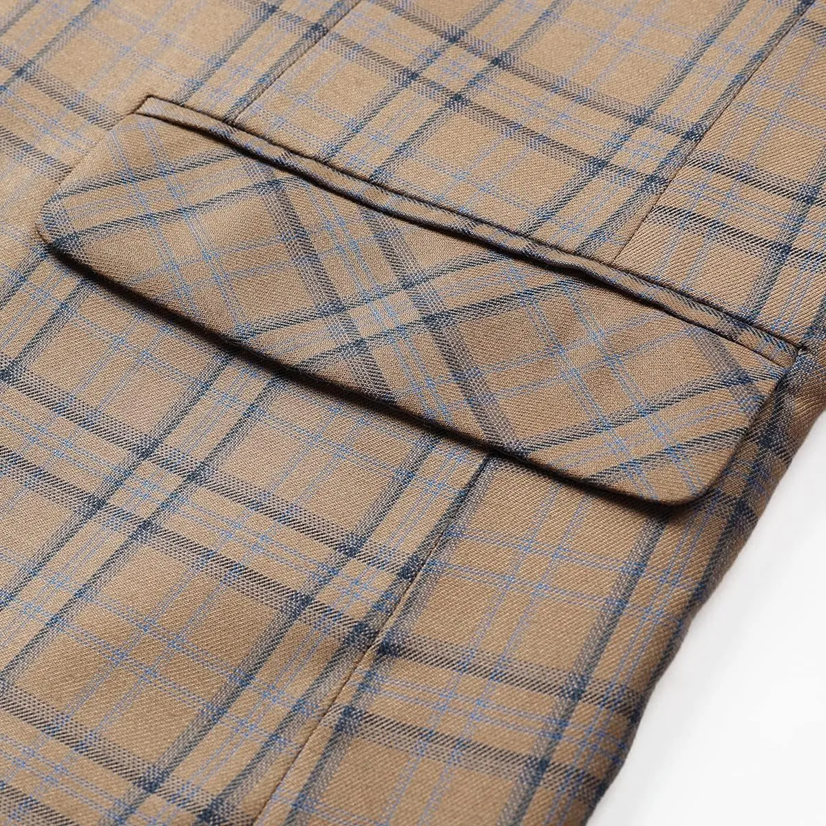 Cloudstyle Mens Formal Suit Jacket Blazer Plaid 2 Button Closure Prom Business Sport Coat