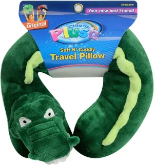 Cloudz Kids Super Soft N' Cuddly Animal Airplane Travel Neck Pillow! Keep Children Comfy and Supported with a Buddy While Traveling or just Resting at Home - Alligator
