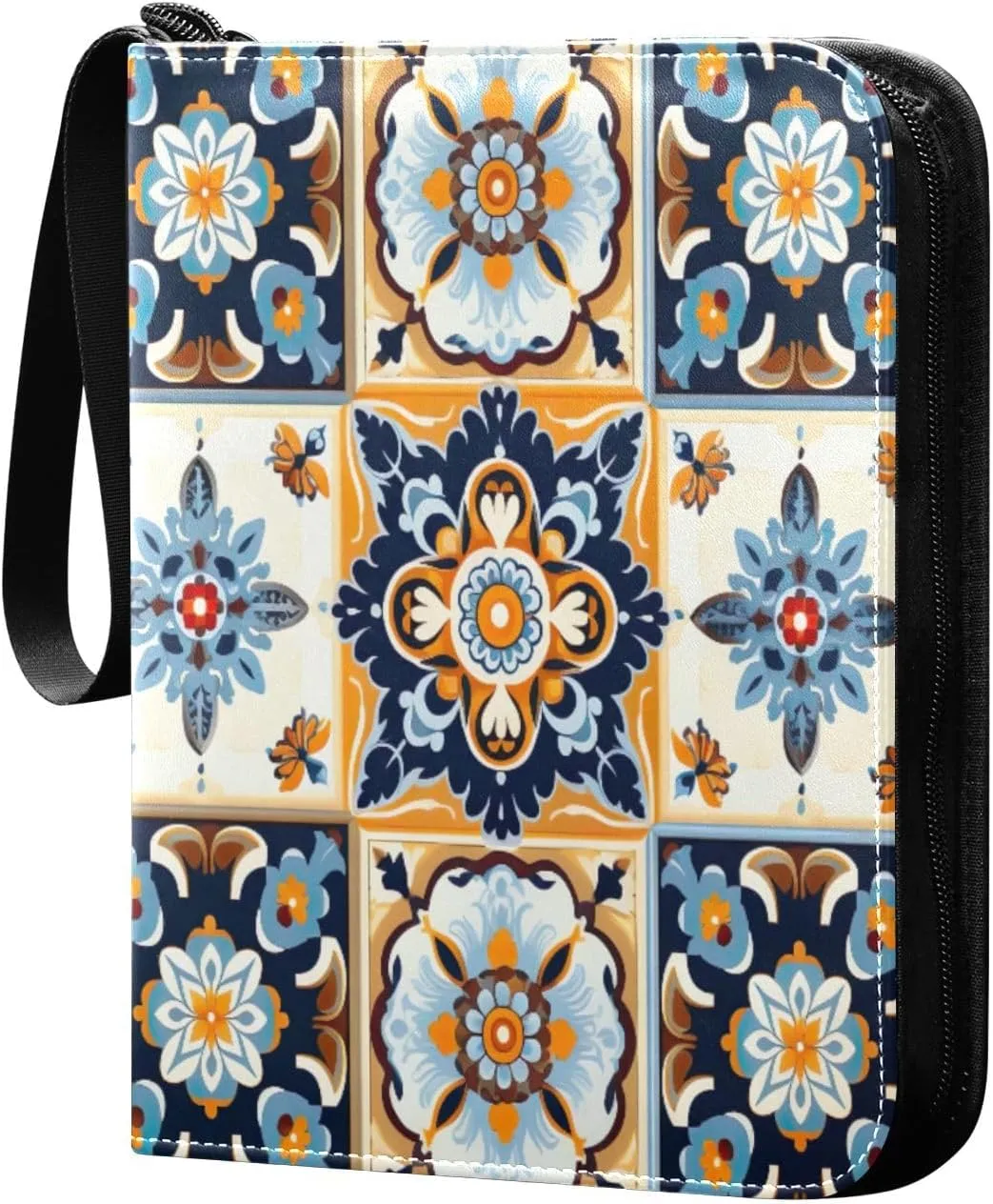 Colorful Geometric Pattern Card Binder with Double Sided PU Leather Holder Albums Book with 400 Pockets for Collectible Trading Card Games Card