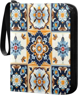 Colorful Geometric Pattern Card Binder with Double Sided PU Leather Holder Albums Book with 400 Pockets for Collectible Trading Card Games Card
