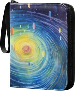 Colorful Universe Card Binder with Double Sided PU Leather Holder Albums Book with 400 Pockets for Collectible Trading Card Games Card