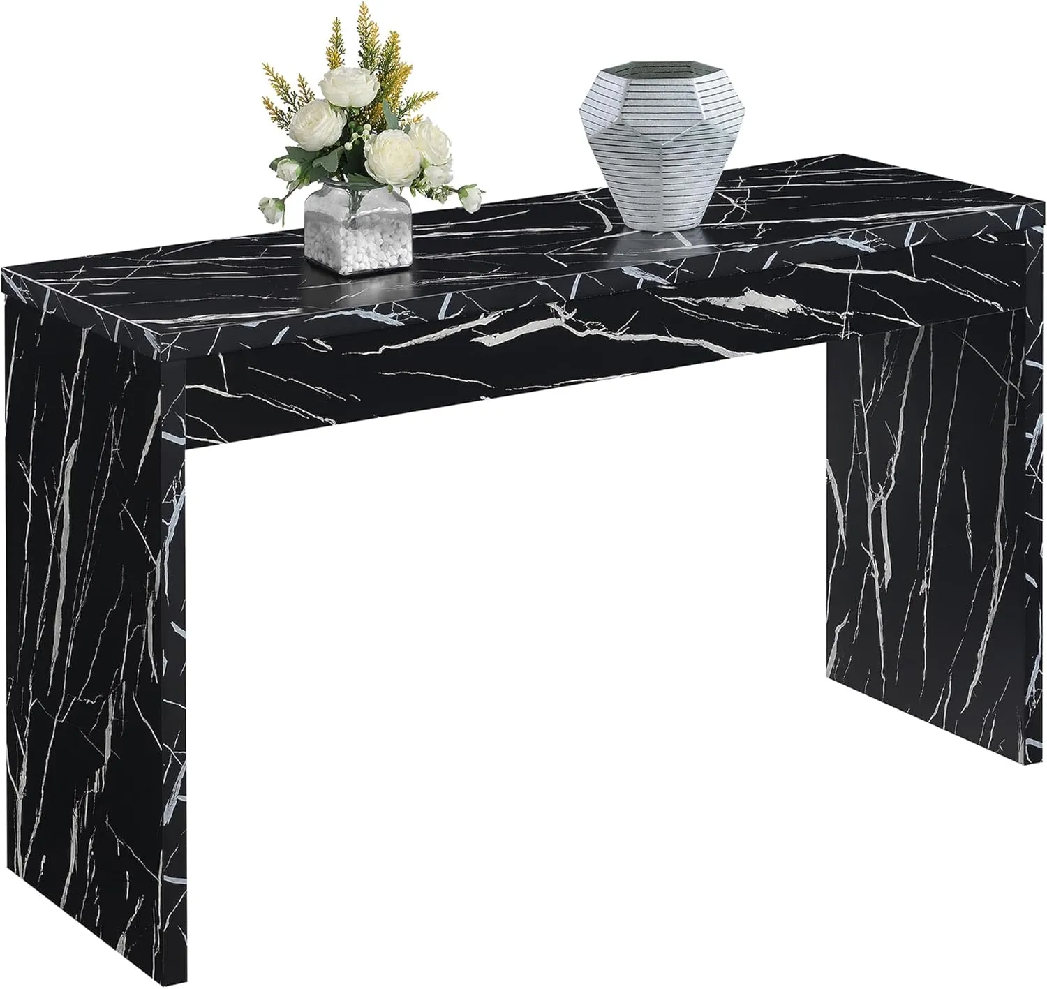 Convenience Concepts Northfield Console Table 48" - Modern Living Room Sofa Table, Contemporary Entryway Hall Table, Foyer Display Table, Black Faux Marble
