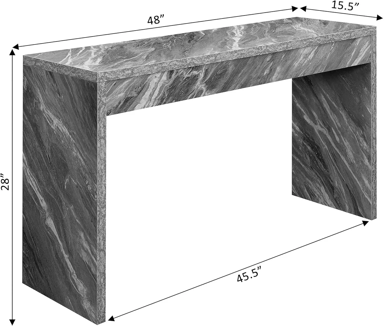 Convenience Concepts Northfield Console Table 48" - Modern Living Room Sofa Table, Contemporary Entryway Hall Table, Foyer Display Table, Gray Faux Marble