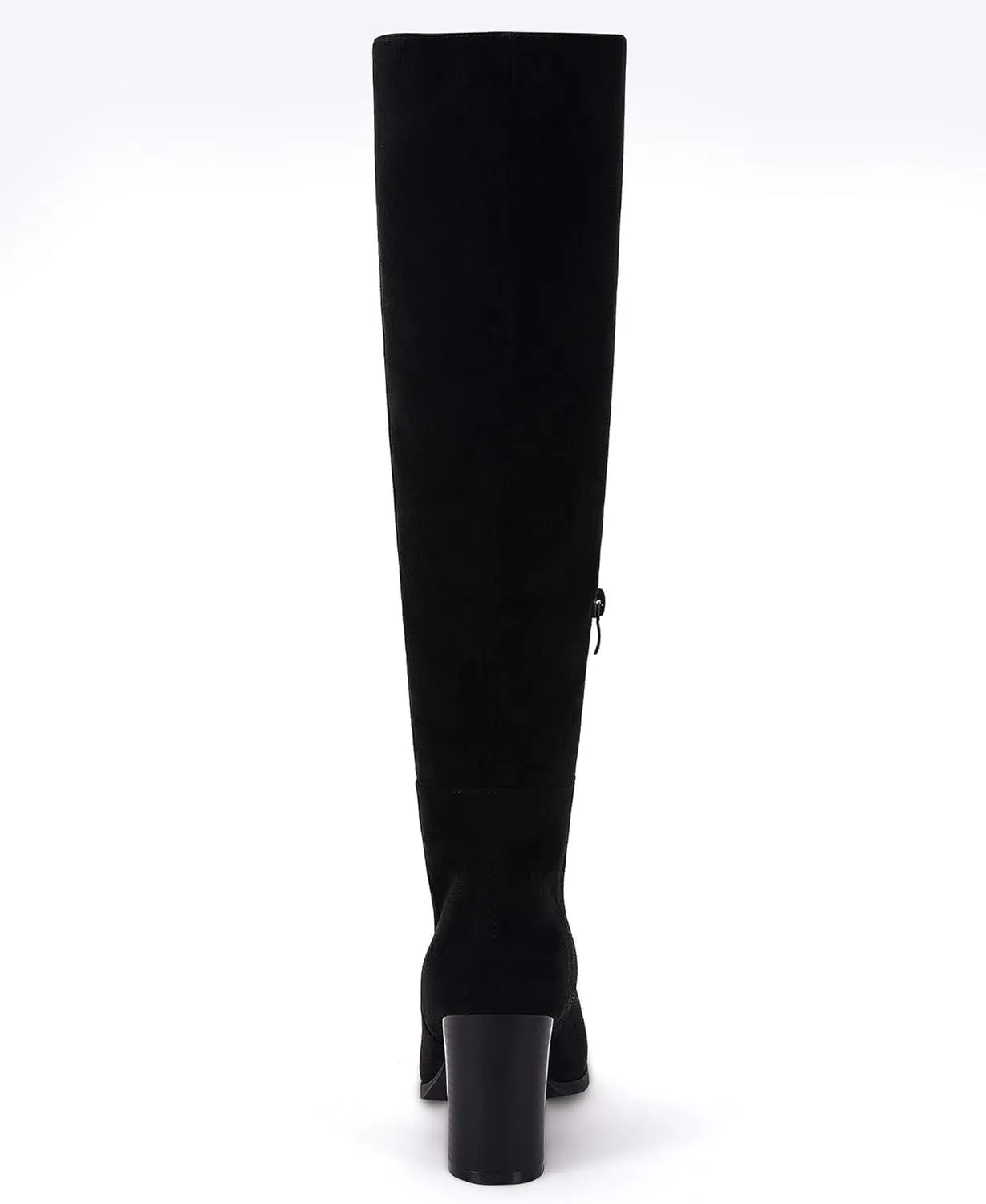 Coutgo Womens Knee High Boots Chunky Block Heels Square Toe Side Zipper Faux Suede Fall Winter Comfort Boot