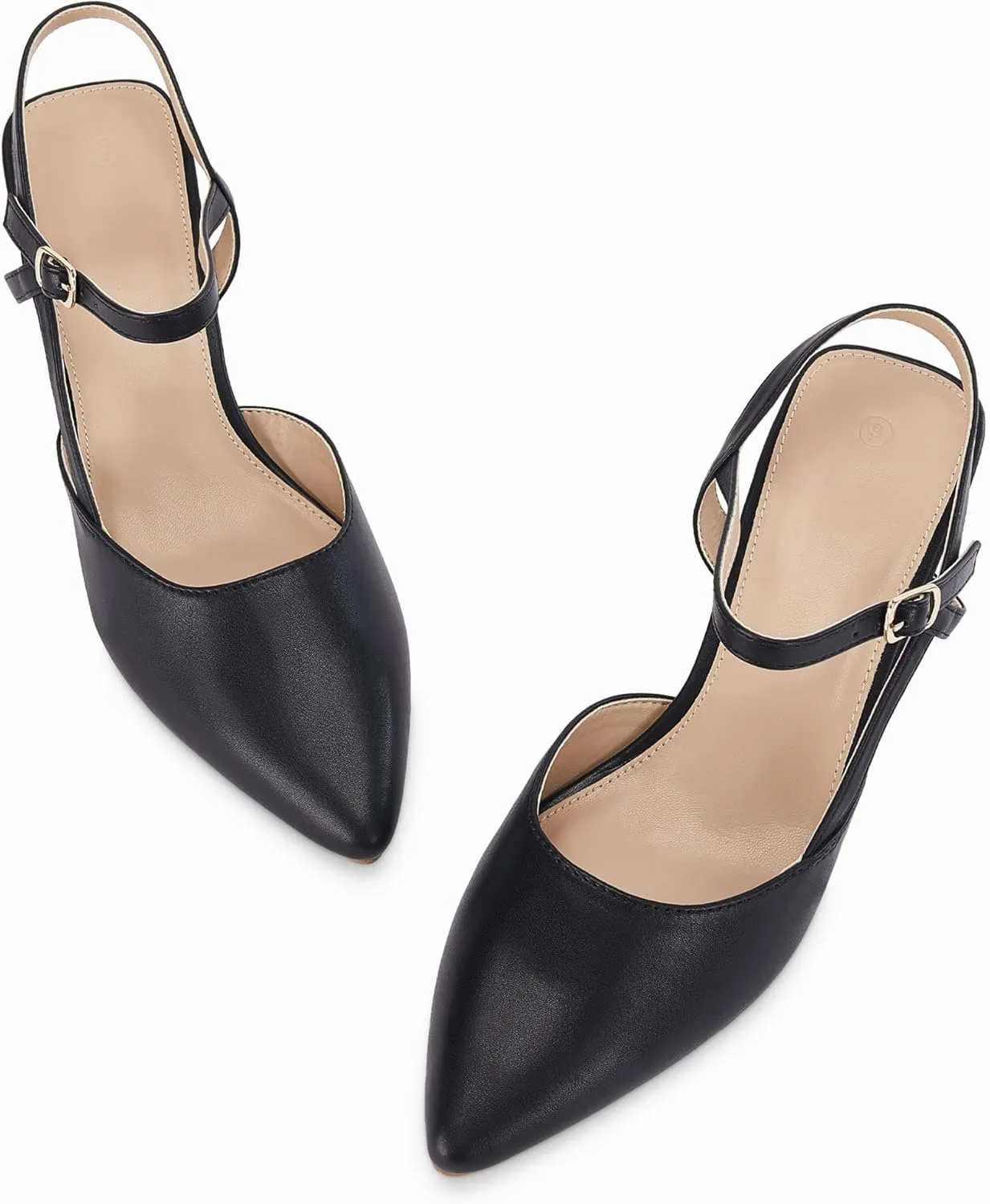 Coutgo Women's Slingback Chunky Low Heels Closed Pointed Toe Heel Wedding Party Dress Pumps Shoes