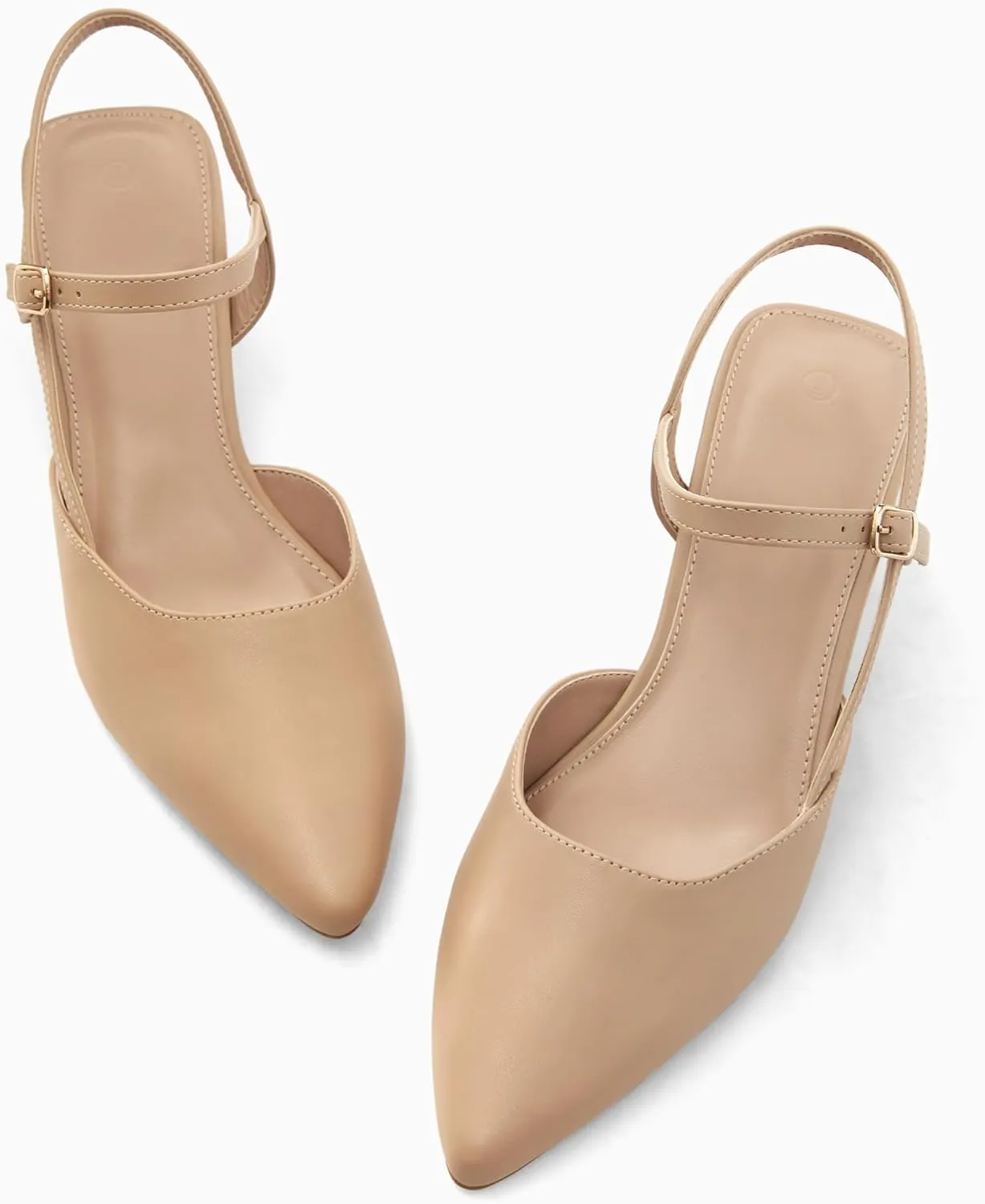 Coutgo Women's Slingback Chunky Low Heels Closed Pointed Toe Heel Wedding Party Dress Pumps Shoes