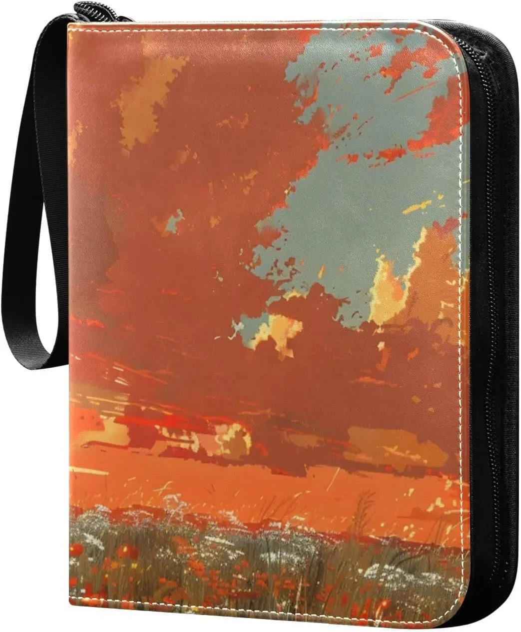 Cowboy Riding Horse Oil Painting Card Binder Trading Cards Holder 4-Pocket，Album Pages Card Display Sleeves Fits 400 Cards Collector Book