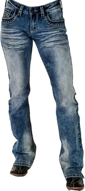 Cowgirl Tuff Western Jeans Womens DFMI Bleached Med Wash JBLEAC