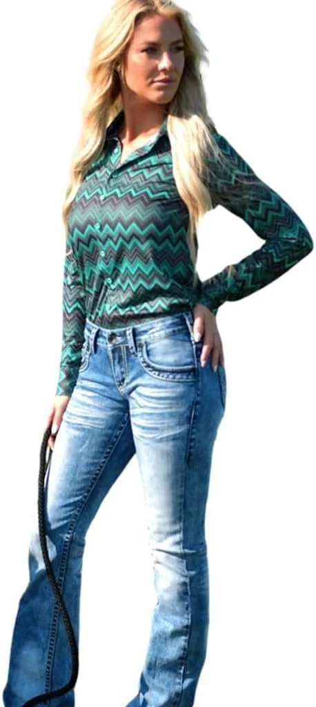 Cowgirl Tuff Western Jeans Womens DFMI Bleached Med Wash JBLEAC