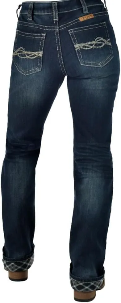 Cowgirl Tuff Western Jeans Womens Flannel Lined Dark Wash JDFLNL