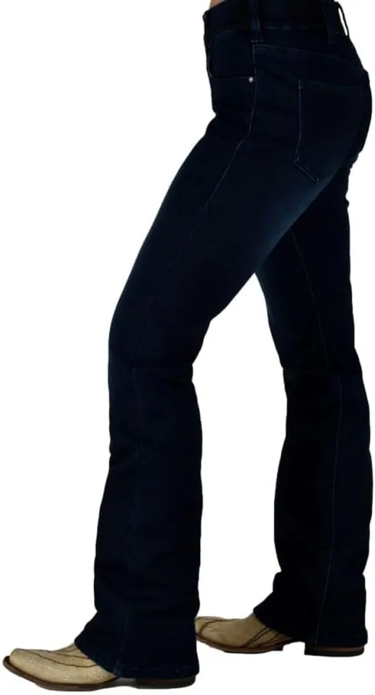 Cowgirl Tuff Western Jeans Womens Pull On Fleece Dark Wash JPULFF