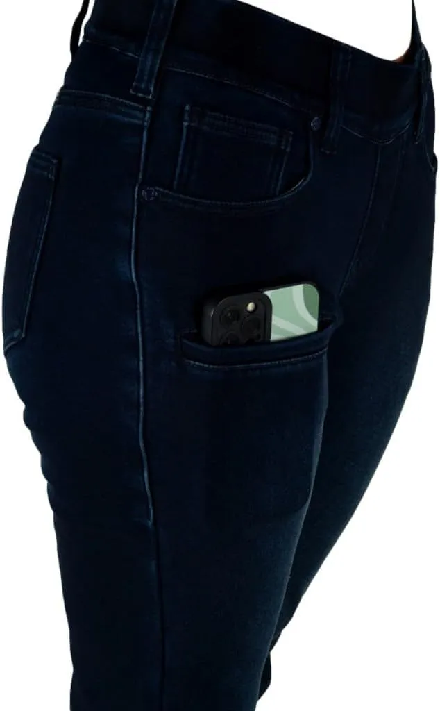 Cowgirl Tuff Western Jeans Womens Pull On Fleece Dark Wash JPULFF