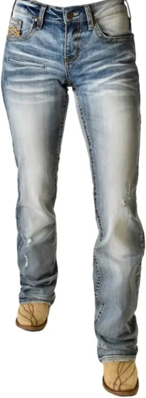 Cowgirl Tuff Western Jeans Womens Zero-2-60 Light Wash JOTOSX