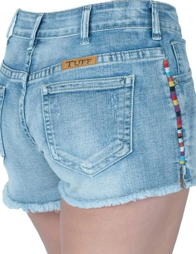 Cowgirl Tuff Western Shorts Womens Rainbow Button Light SHRBOW