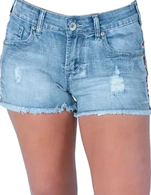 Cowgirl Tuff Western Shorts Womens Rainbow Button Light SHRBOW