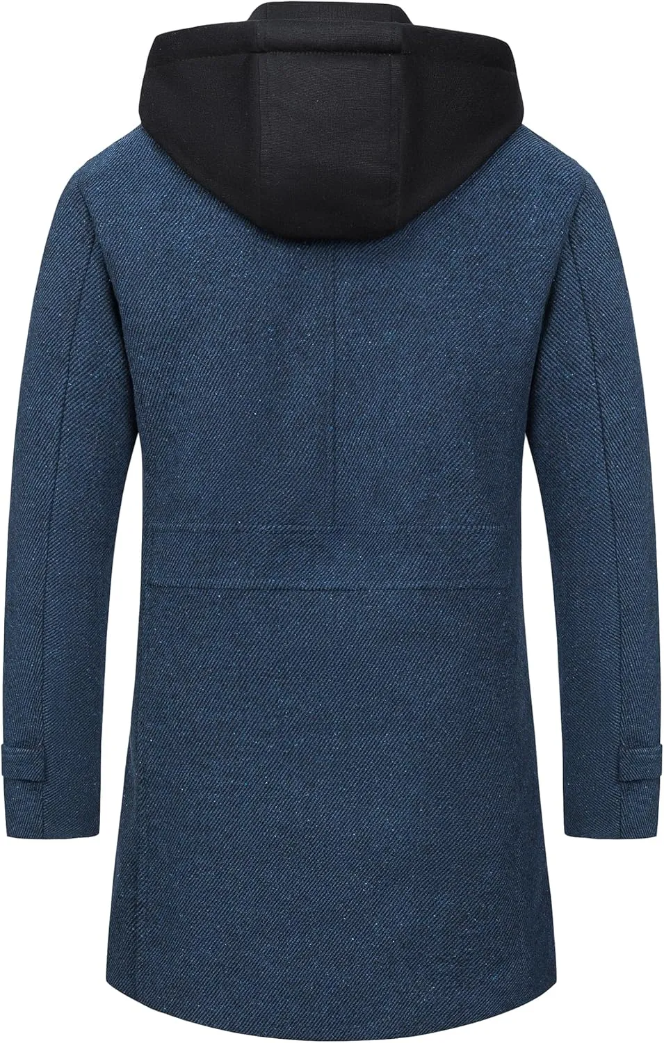 CREATMO US Men's Classic Pea Coat Wool Blend Trench Coat Windproof Business Overcoat With Detachable Hood