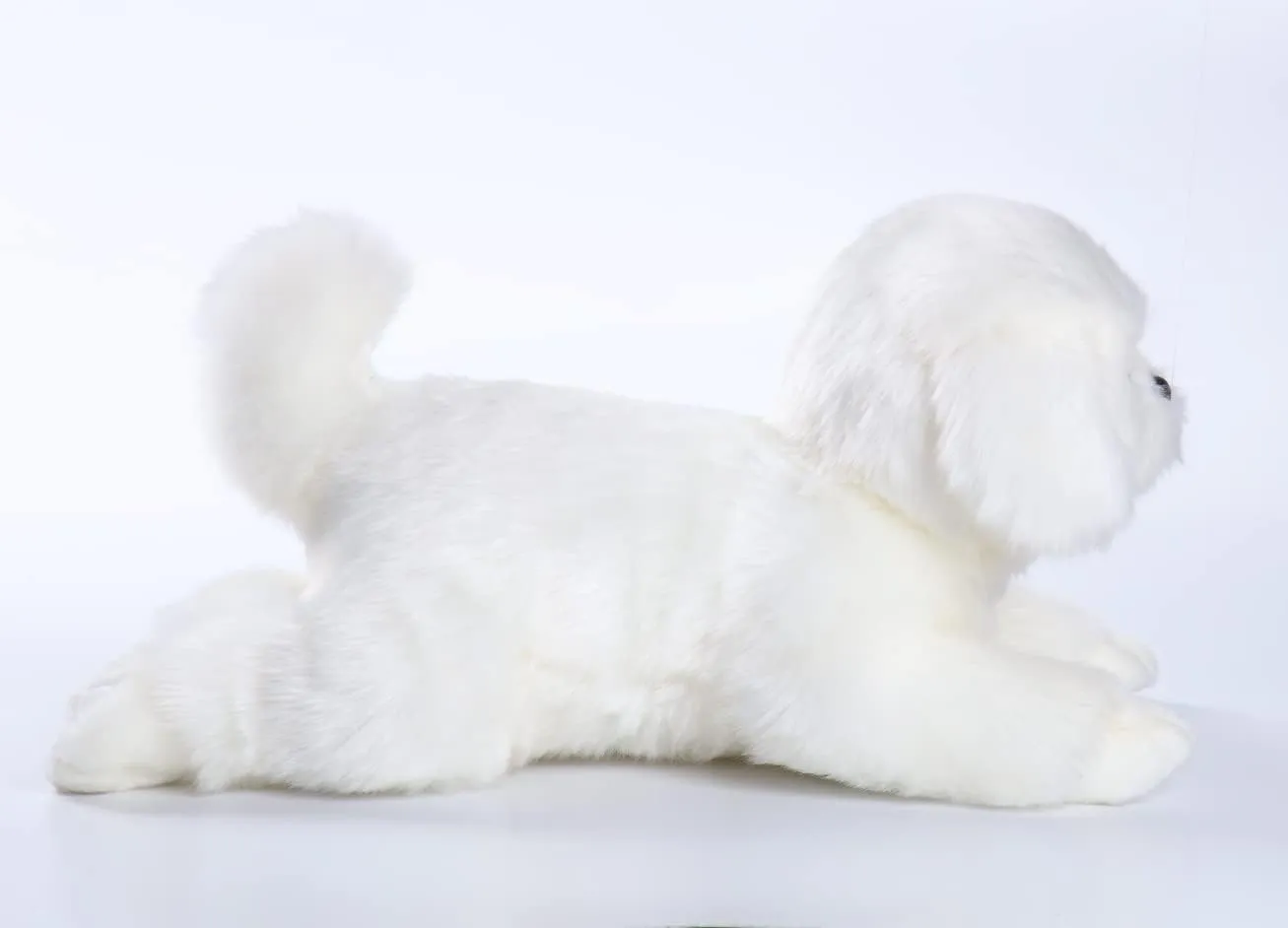 CU-MATE Maltese Stuffed Animal Simulation Dog -Realistic & Lifelike Soft Handmade Lying Dog Plush Toy Puppy -Present Gift for Boys and Girls