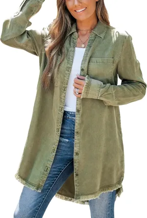 CUPSHE Womens Denim Shirt Dress Long Sleeve Button Down Casual Loose Jean Dresses with Pockets