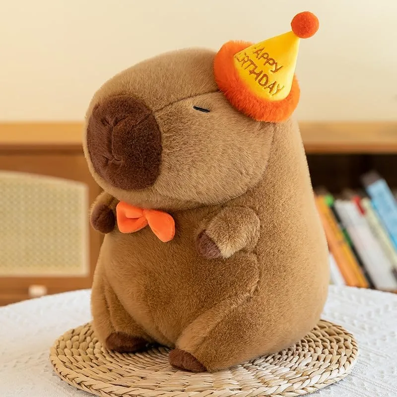 Cute Birthday Capybara Plush,12inch Kawaii Capybara Stuffed Animal Soft Stuffed Toy Birthday Gifts Party Decoration for Kids