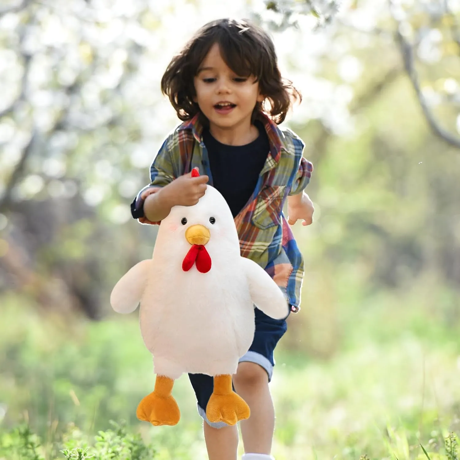 Cute Chicken Stuffed Animal Plush Doll Toy - Farm Animal Cuddler for Kids' Room Decor - Ideal Gift for Valentine's Day Children's Day and Christmas (White,17 inch)