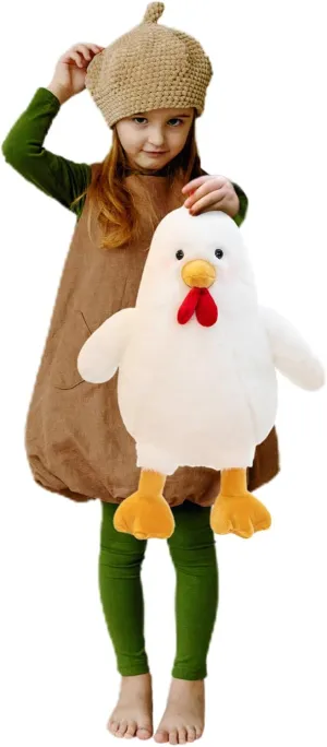 Cute Chicken Stuffed Animal Plush Doll Toy - Farm Animal Cuddler for Kids' Room Decor - Ideal Gift for Valentine's Day Children's Day and Christmas (White,17 inch)