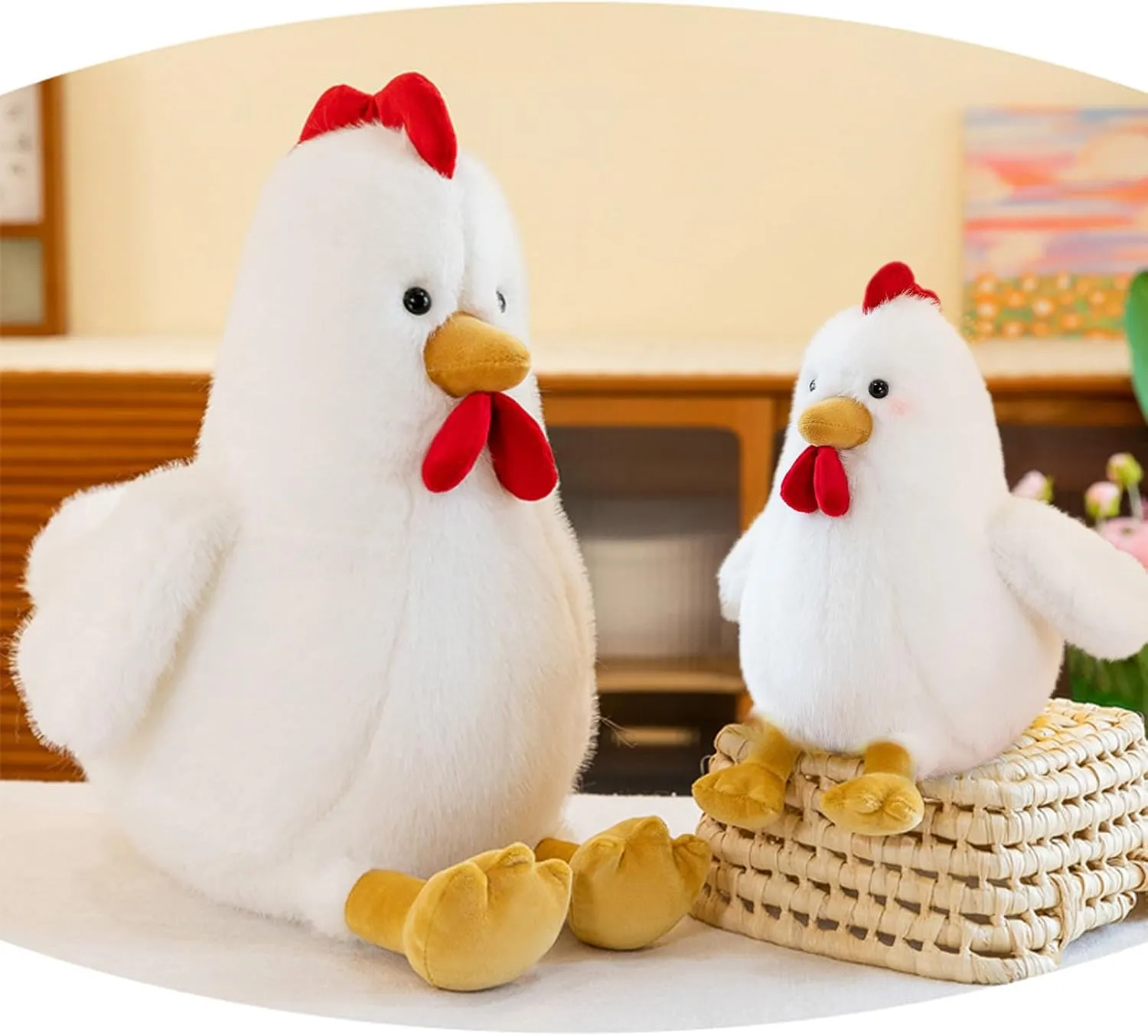 Cute Chicken Stuffed Animal Plush Doll Toy - Farm Animal Cuddler for Kids' Room Decor - Ideal Gift for Valentine's Day Children's Day and Christmas (White,17 inch)