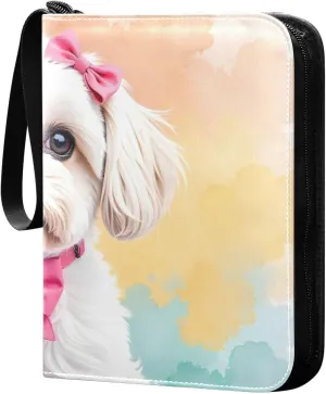 Cute Dog on Colorful Background Card Binder Trading Cards Holder 4-Pocket，Album Pages Card Display Sleeves Fits 400 Cards Collector Book