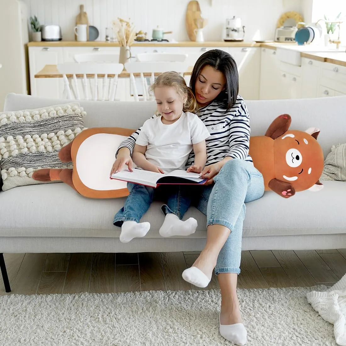 Cute Long Raccoon Plush Toy, Soft Hugging Plush Pillow, Kids Raccoon Plush (Orange, 43.3inch/110cm)