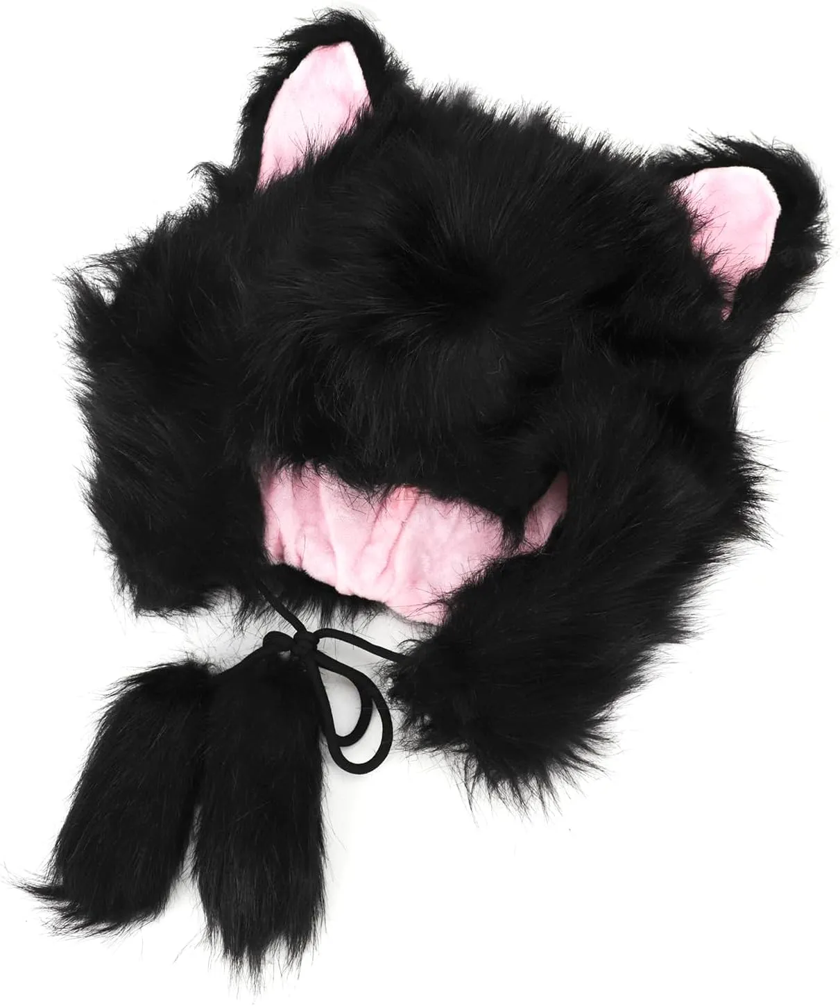 Cute Warm Plush Furry Faux Fur Hood Hat Spirit Ears Wolf Bear Cat Halloween Costume Xmas Winter Hood