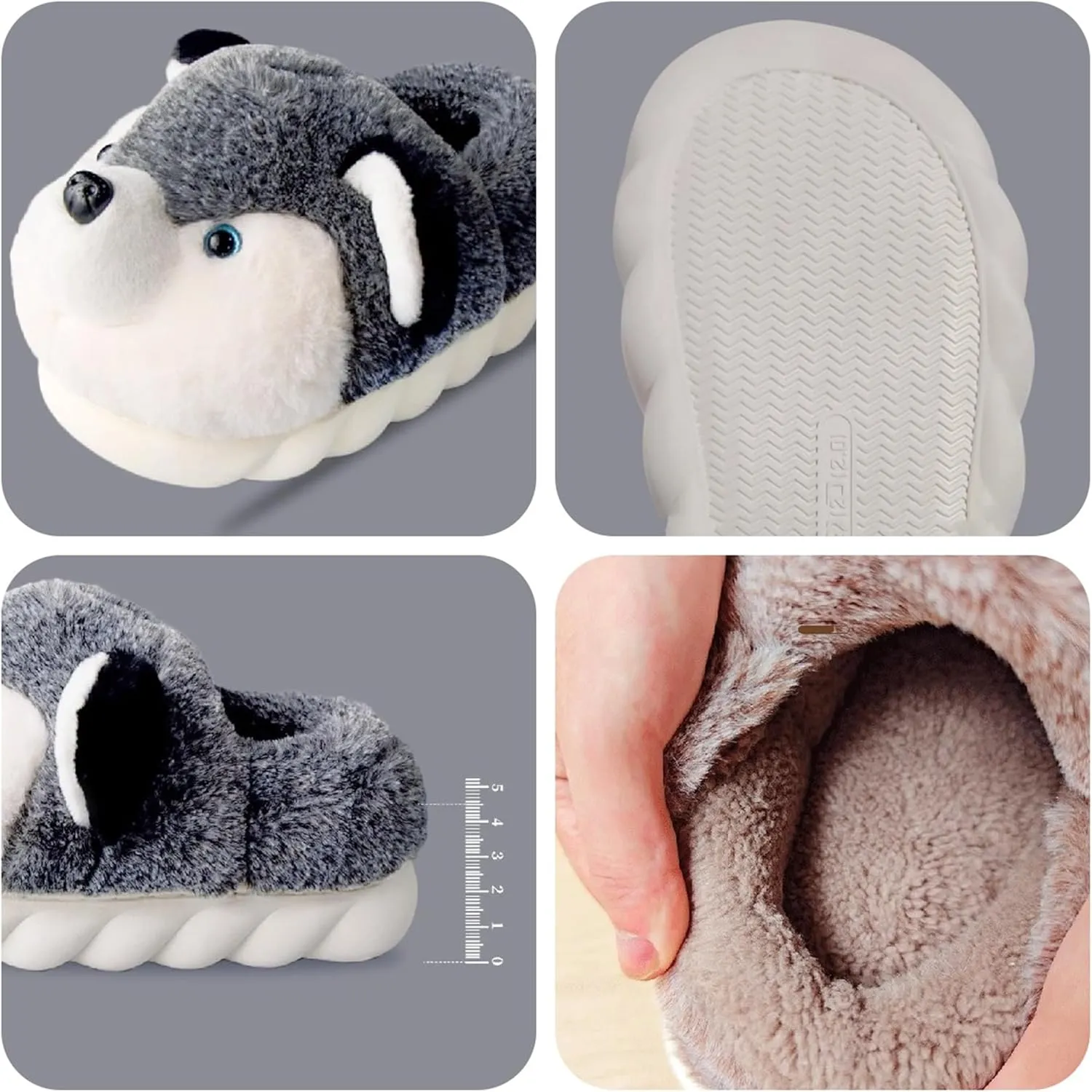 Cute Women's Cartoon Animal Dog Slippers - Warm & Furry, Perfect for Winter & Home