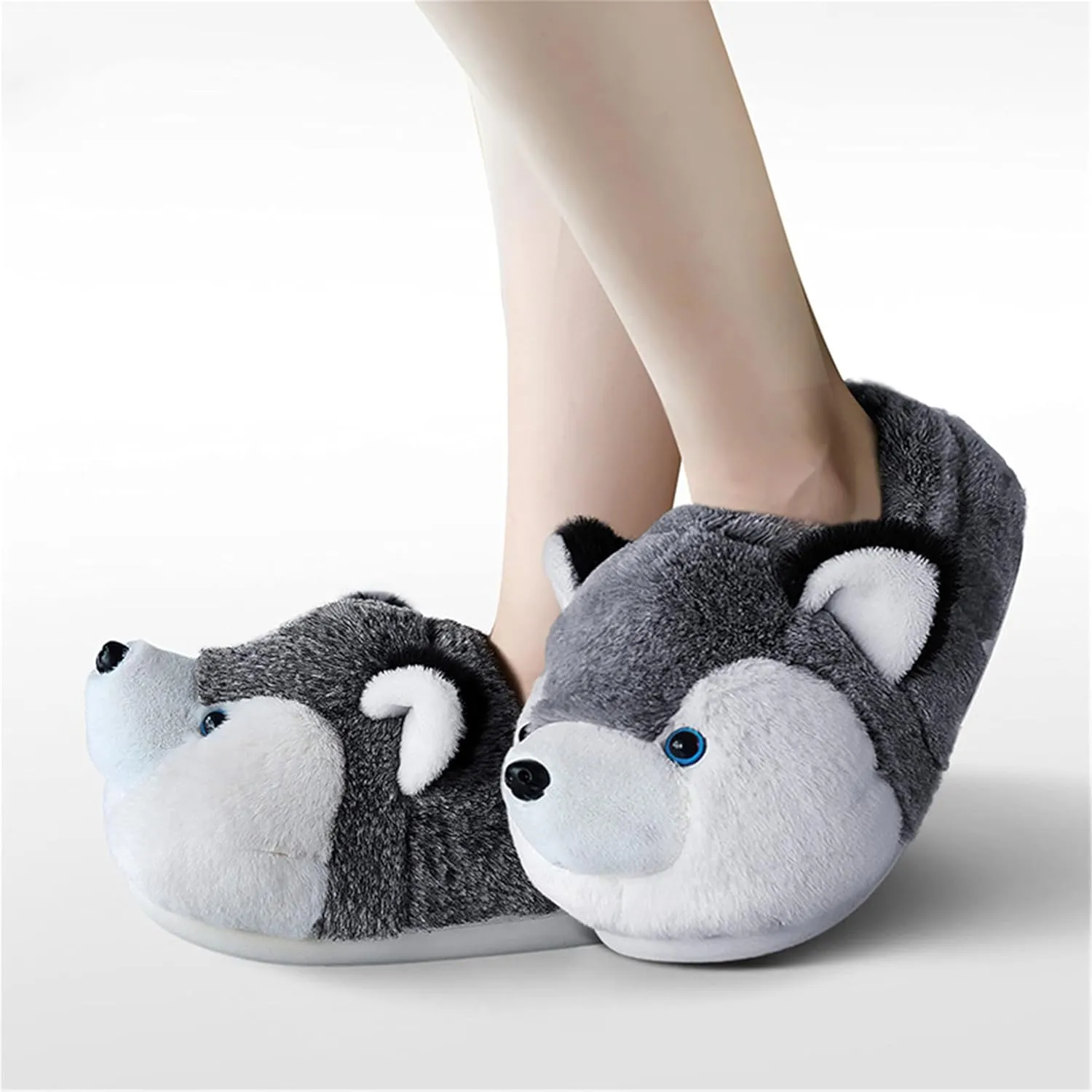 Cute Women's Cartoon Animal Dog Slippers - Warm & Furry, Perfect for Winter & Home