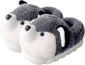 Cute Women's Cartoon Animal Dog Slippers - Warm & Furry, Perfect for Winter & Home