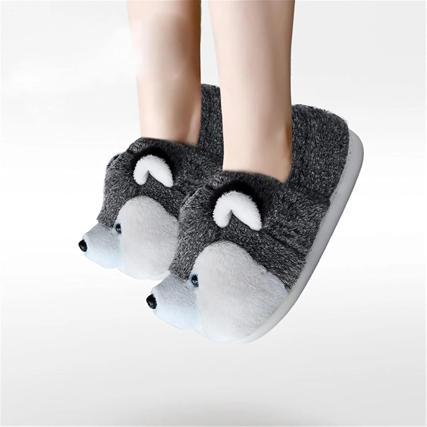 Cute Women's Cartoon Animal Dog Slippers - Warm & Furry, Perfect for Winter & Home