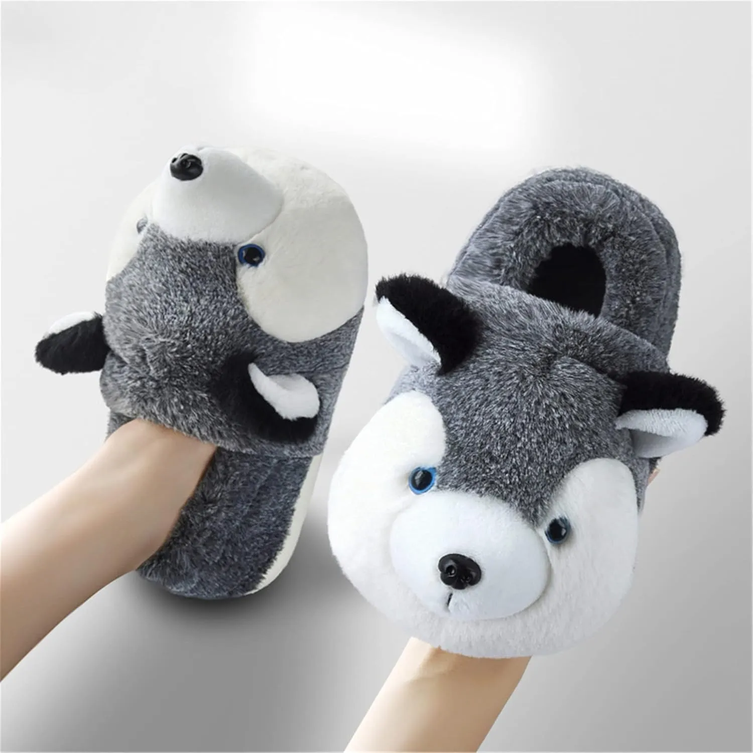 Cute Women's Cartoon Animal Dog Slippers - Warm & Furry, Perfect for Winter & Home