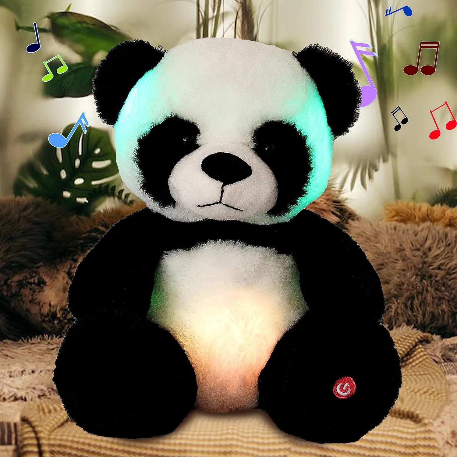 Cuteoy Musical Plush Panda Stuffed Animal Soft Glowing LED Light-up Nightlight Toys Singing Lullabies Birthday Christmas Plushies Gifts for Kids Boys Girls,10"