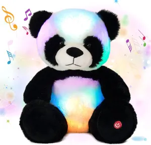 Cuteoy Musical Plush Panda Stuffed Animal Soft Glowing LED Light-up Nightlight Toys Singing Lullabies Birthday Christmas Plushies Gifts for Kids Boys Girls,10"