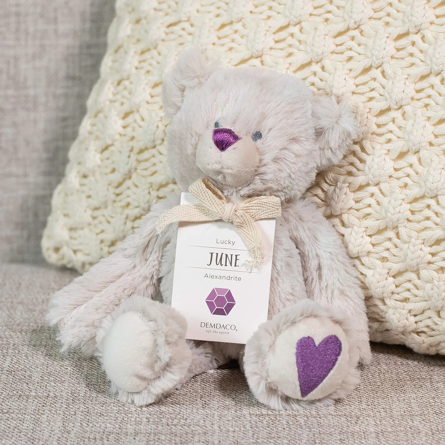 DEMDACO Lucky Purple Alexandrite Color June Birthstone 8.5 inch Children's Plush Stuffed Animal Toy