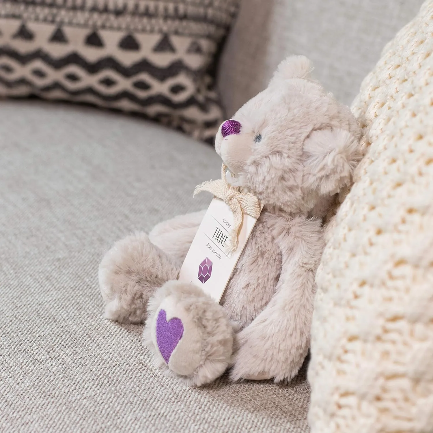 DEMDACO Lucky Purple Alexandrite Color June Birthstone 8.5 inch Children's Plush Stuffed Animal Toy