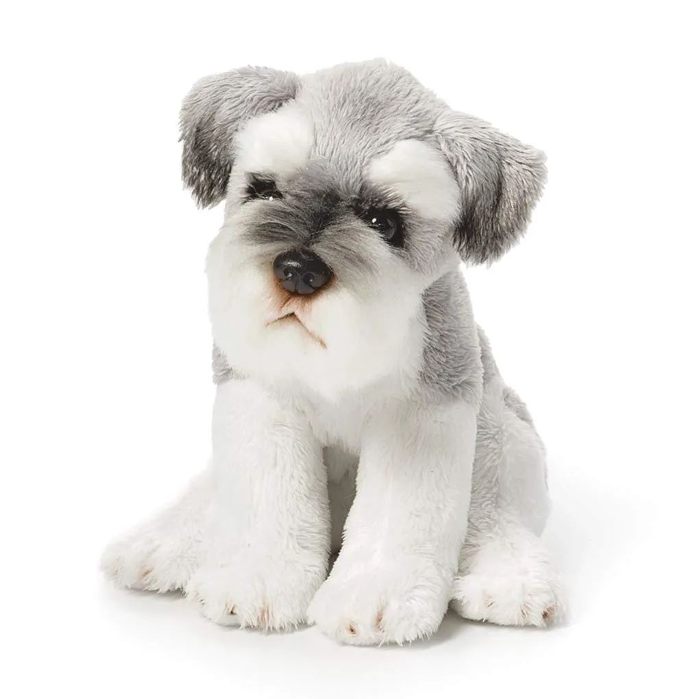 DEMDACO Schnauzer Children's Plush Beanbag Stuffed Animal Toy, Light Grey