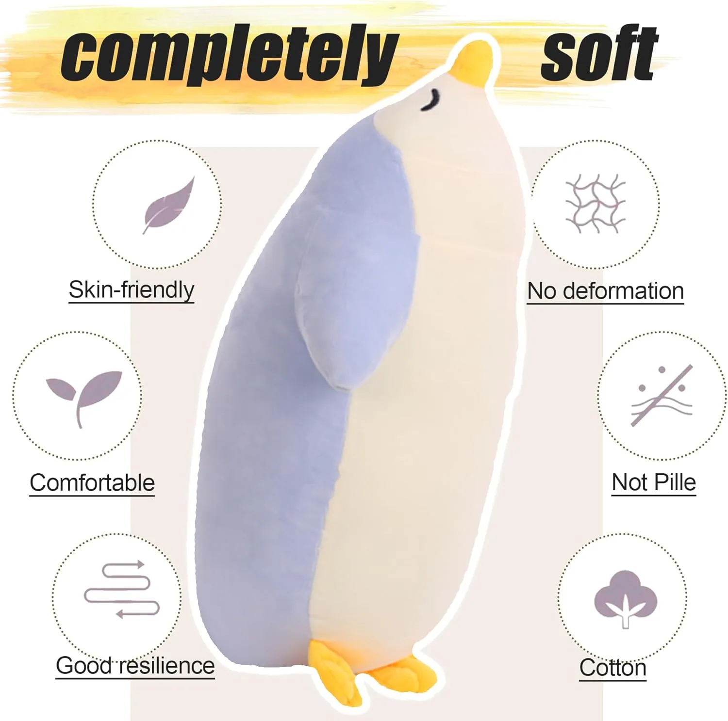 DENTRUN Penguin Stuffed Animals Bulk, Cute Penguin Plush Doll Play Toys for Kids Girls Boys Adults Birthday Xmas Halloween Present Adorable Soft Plushies, 12.20/18.11/22.44/25.98 Inchs, Blue, Black