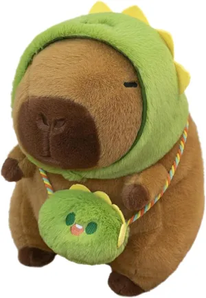 Dinosaur Capybara Plush Toy-9 in Dinosaur Hat Soft Capybara Stuffed Animal Capibara Pillow Children's Gift