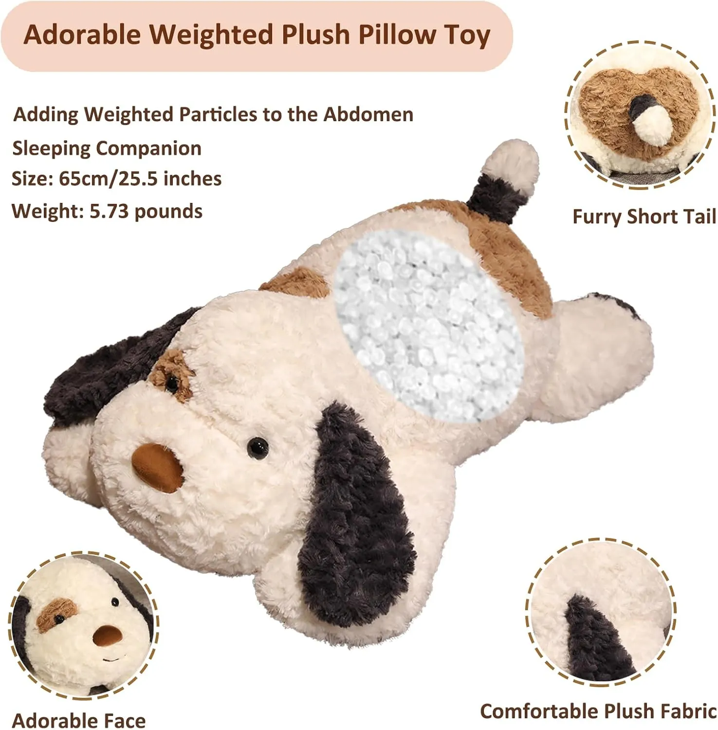 Dog Weighted Stuffed Animal, 5.7 lbs 25.5 inch Weighted Dog Plush Toy Large Dog Stuffed Animals Weighted Puppy Plush Animals Pillow Toy Gifts for Adults & Kids, Black
