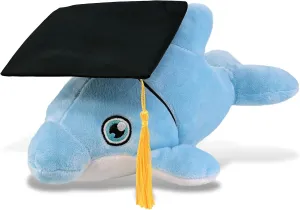DolliBu Dolphin Graduation Plush Toy - Super Soft Dolphin Graduation Stuffed Animal Dress Up with Graduation Cap with Tassel - Reward Celebration Grad Gift - 13.5 Inch