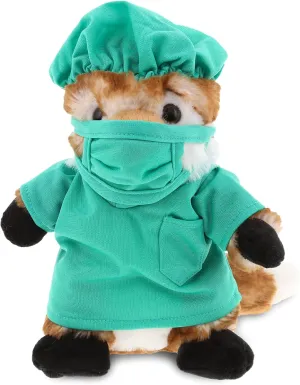 DolliBu Fox Doctor Plush Toy - Super Soft Red Fox Doctor Stuffed Animal Dress Up with Cute Scrub Uniform & Cap Outfit - Fluffy Doctor Toy Plush Gift with Personalization - 9.5 Inch