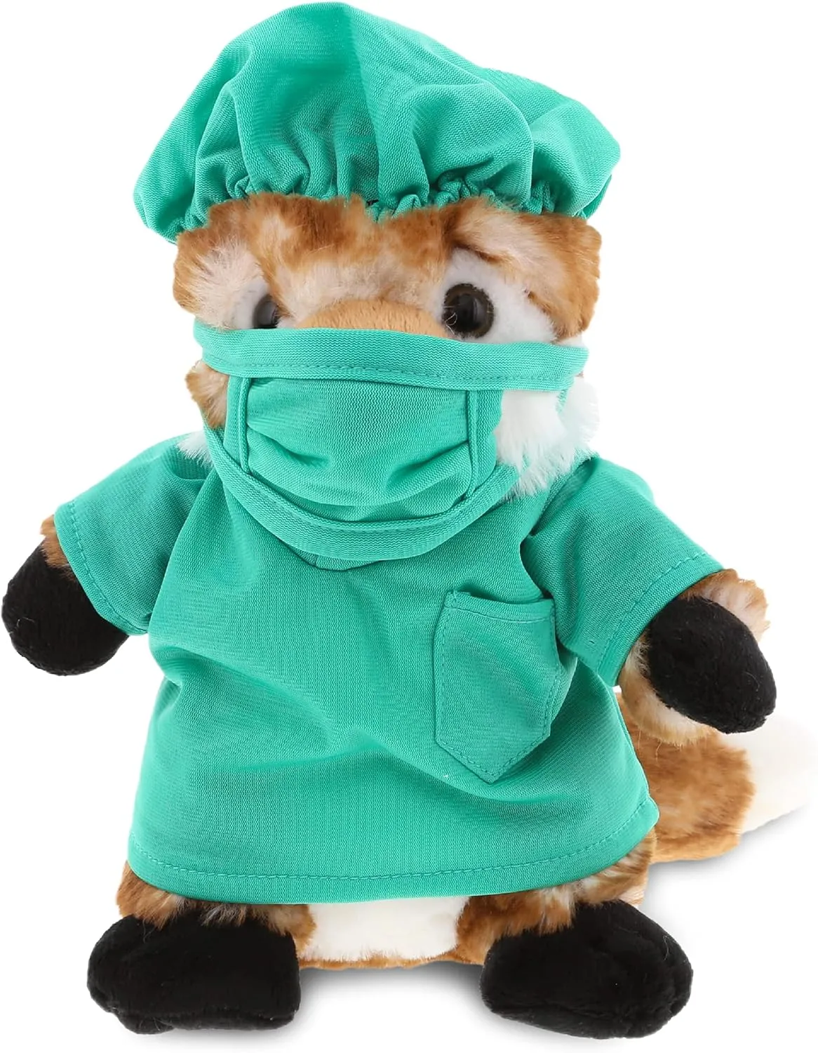 DolliBu Fox Doctor Plush Toy - Super Soft Red Fox Doctor Stuffed Animal Dress Up with Cute Scrub Uniform & Cap Outfit - Fluffy Doctor Toy Plush Gift with Personalization - 9.5 Inch