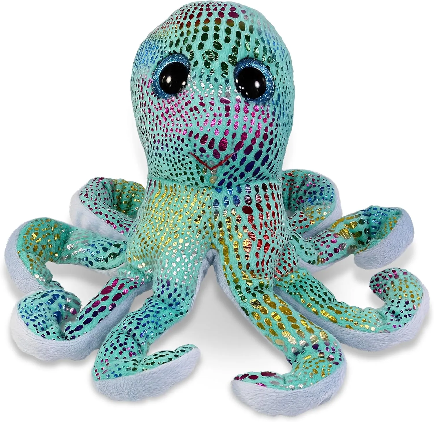 DolliBu Iridescent Rainbow Octopus Big Eye Plush - Super Soft Stuffed Animal, Cute Animal Plush, Adorable Fluffy Stuffed Animal for Kids, Stuffed Animals Plush Gift for Babies, Kids, Adults - 9 Inches