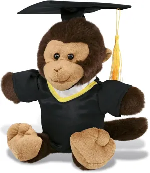 DolliBu Monkey Graduation Plush Toy - Soft Huggable Graduation Stuffed Animal Dress Up with Gown and Cap with Tassel Outfit - Gift with Personalization - 9 Inches
