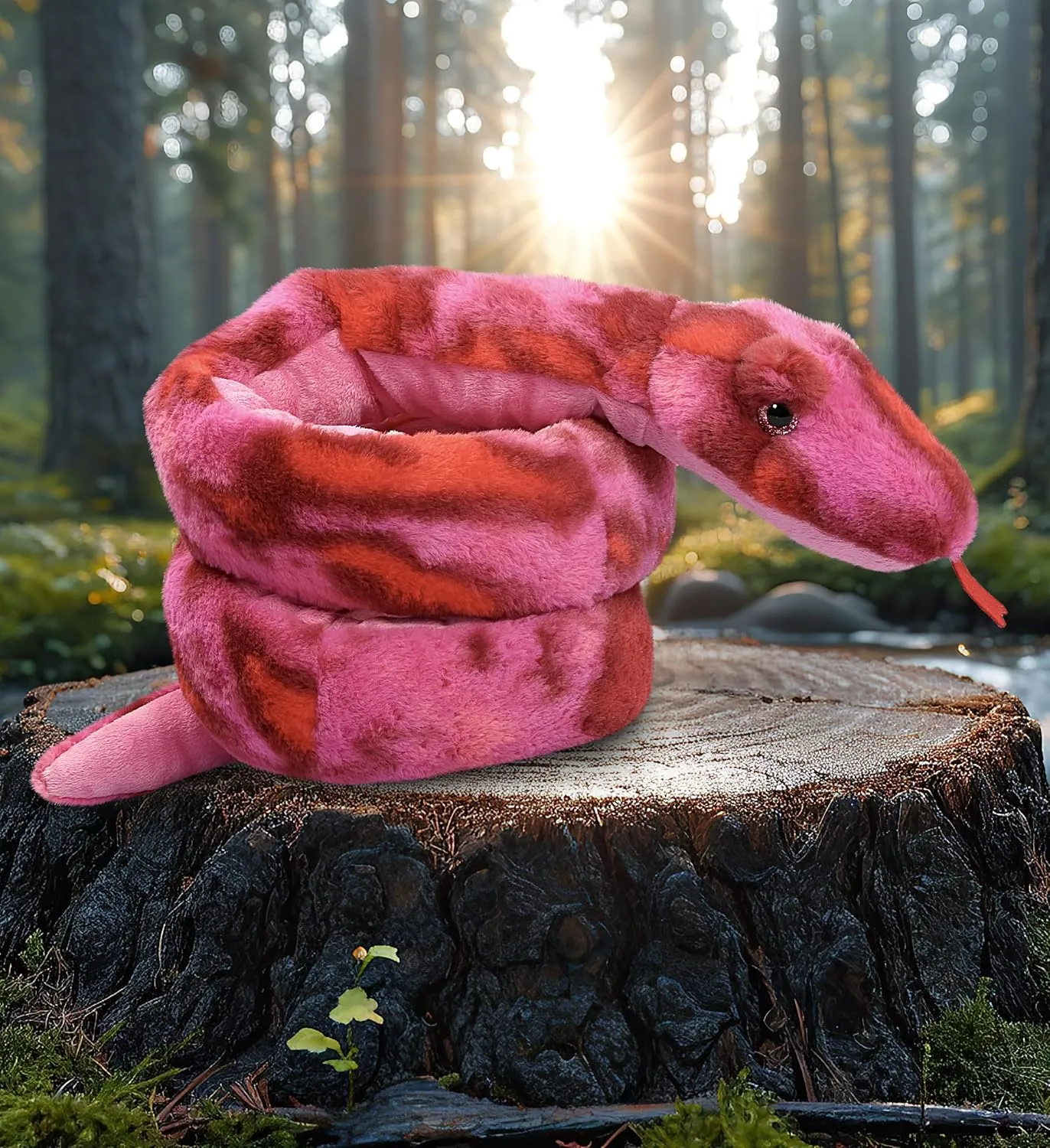 DolliBu Pink Tie-Dye Snake Stuffed Animal - Huggable Snake Plush, Adorable Playtime Plush Toy, Cute Wildlife Animal Cuddle Gifts, Super Soft Plush Doll Animal Toy for Kids and Adults - 60 Inches