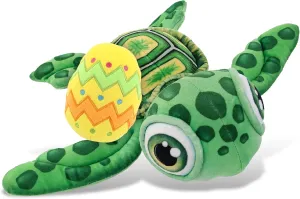 DolliBu Plush Buddies Green Sea Turtle with Yellow Easter Egg Plush and Name Personalization - Cute Stuffed Animals for Easter Basket, Easter Egg Stuffed Animal Spring Toys for Girls, Boy - 10 Inches