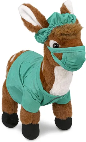 DolliBu Standing Deer Large Doctor Plush Toy - Super Soft Deer Doctor Stuffed Animal Dress Up with Cute Scrub Uniform and Cap Outfit - Gift with Personalization - 12.5 Inches